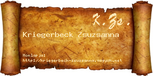 Kriegerbeck Zsuzsanna névjegykártya